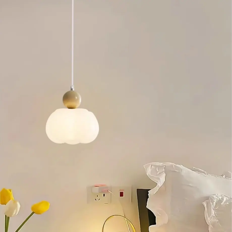 Simple Modern Wooden Chandelier In A Creamy