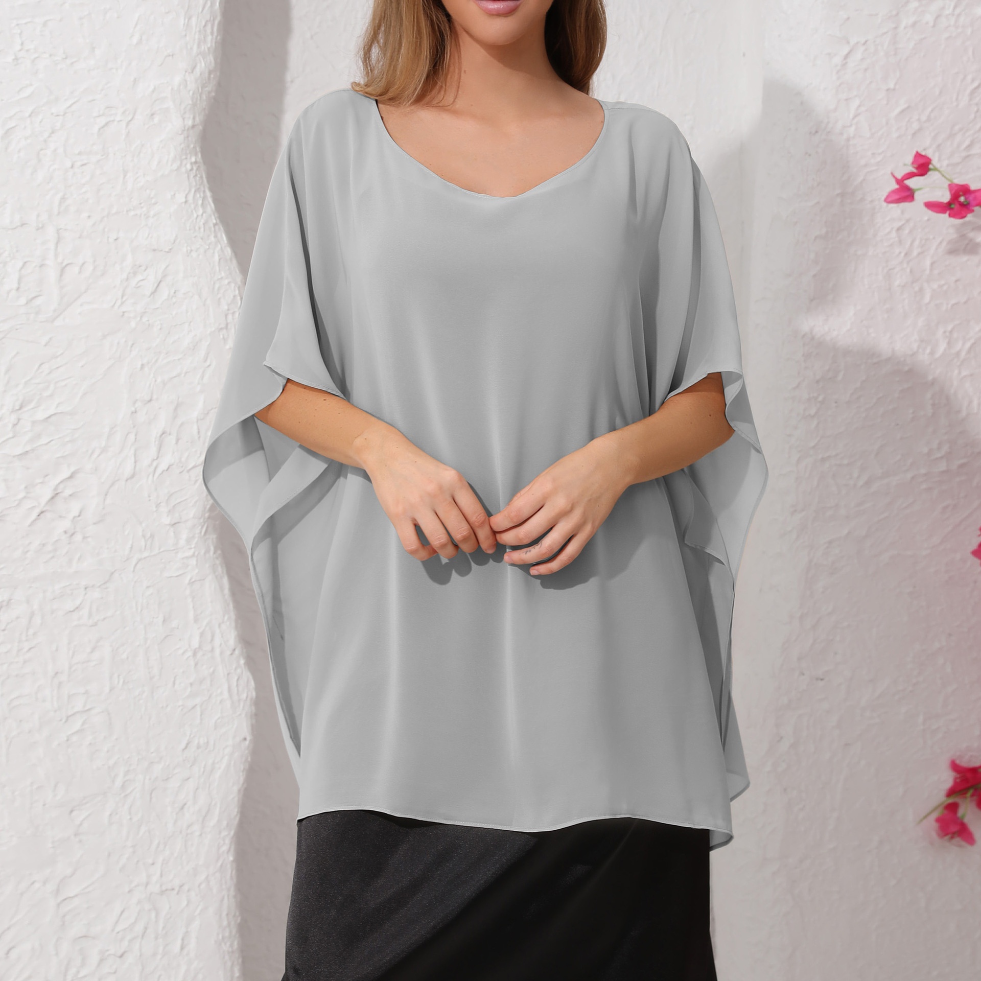 Womens Minimalist Shawl Loose-fitting Versatile Top