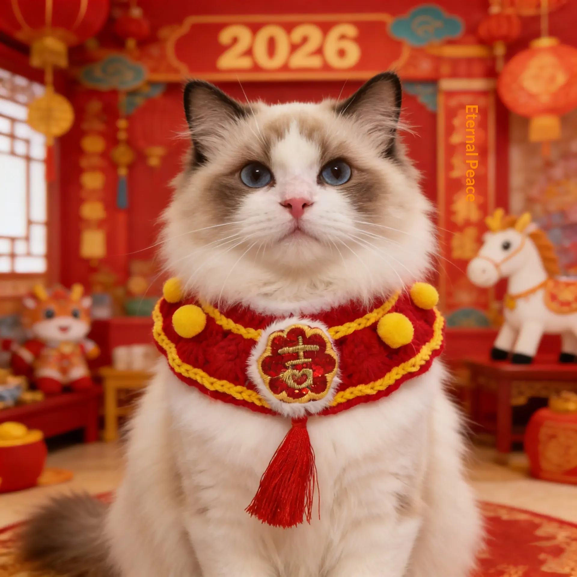 New Year Pet Cat Scarf