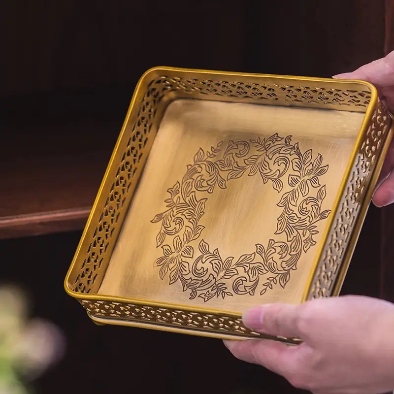 Brass Carved Tray For Home Decor