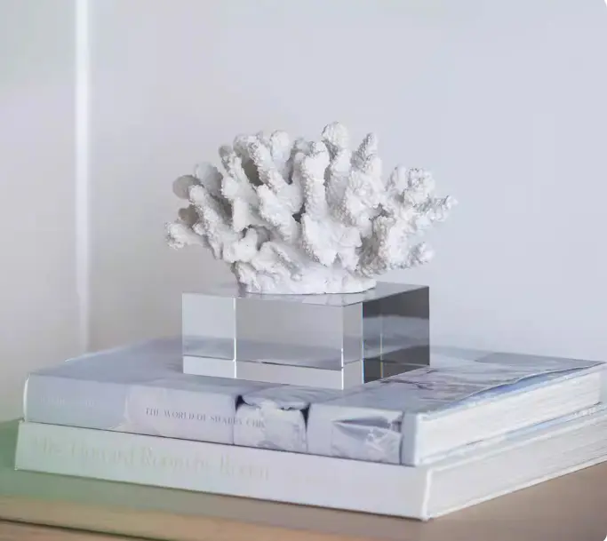 Artificial Coral Ornament With A Crystal Base Resin Desktop Decoration