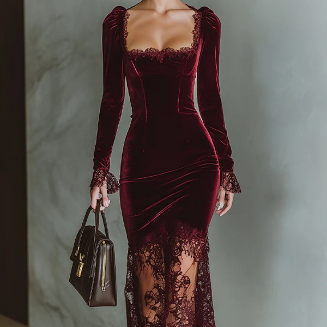 Women's Elegant French-style Lace Cocktail Dress