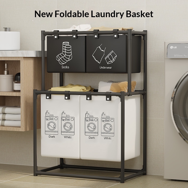 Simple Printed Multi-purpose Laundry Basket And Storage Rack