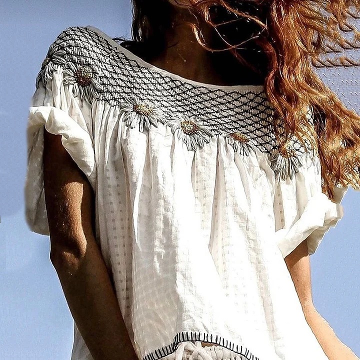 Vintage Sunflower Floral Art Cotton & Linen Comfortable Shirt