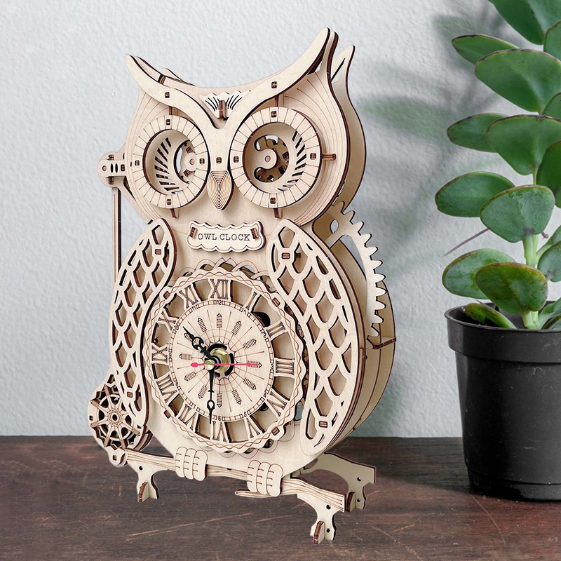 Creative 3D Wooden High-difficulty Retro Decorative Clock Puzzle Piece