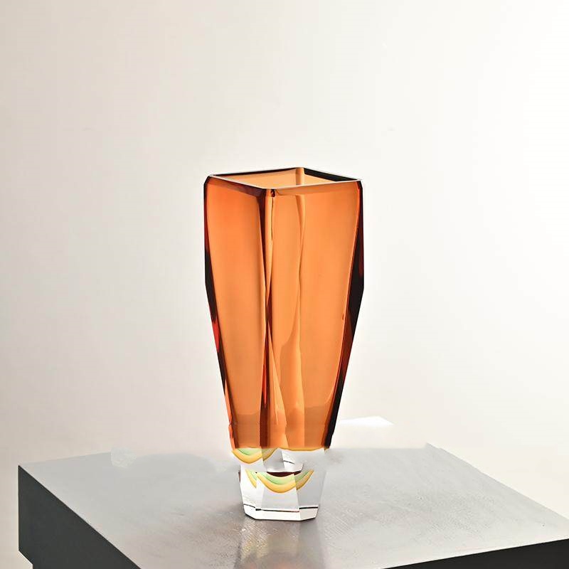 Modern Ultra-minimalist Hand-cut Gradient-colored Glass Vase