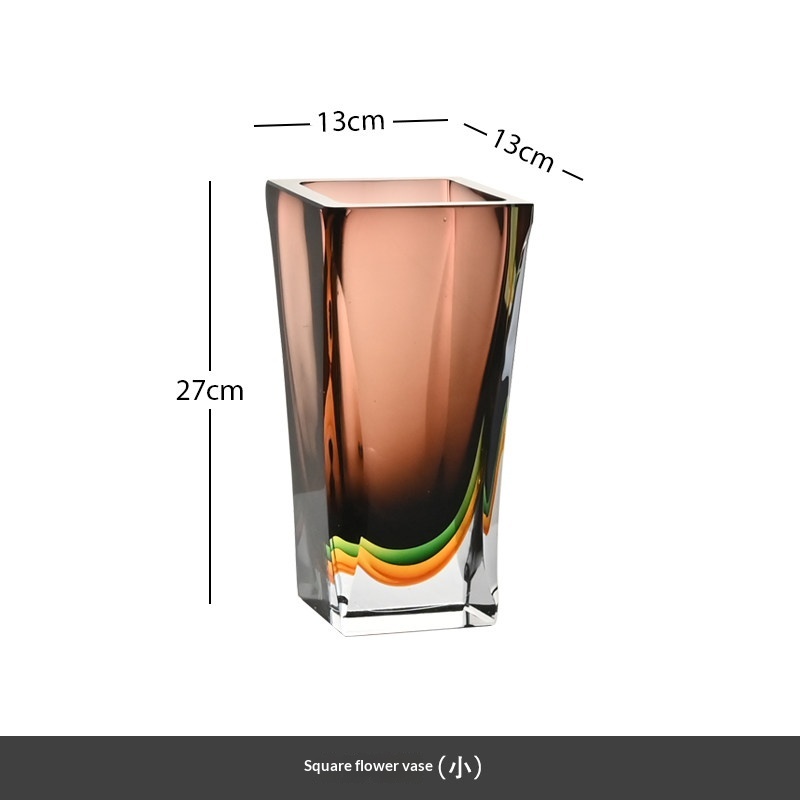 Modern Ultra-minimalist Hand-cut Gradient-colored Glass Vase