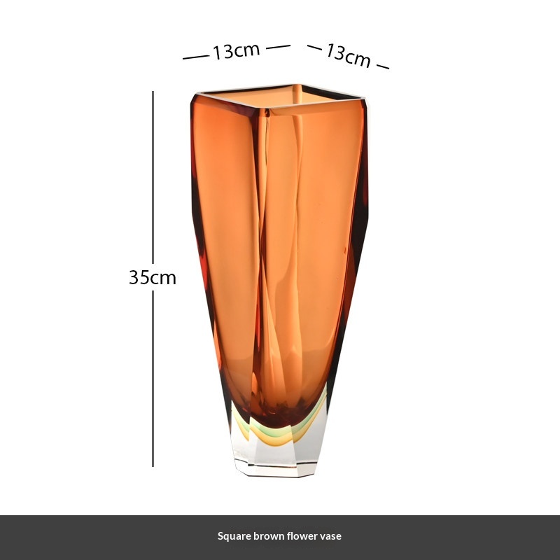 Modern Ultra-minimalist Hand-cut Gradient-colored Glass Vase