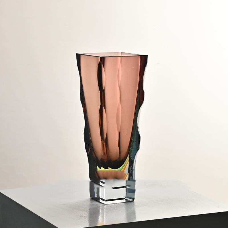 Modern Ultra-minimalist Hand-cut Gradient-colored Glass Vase