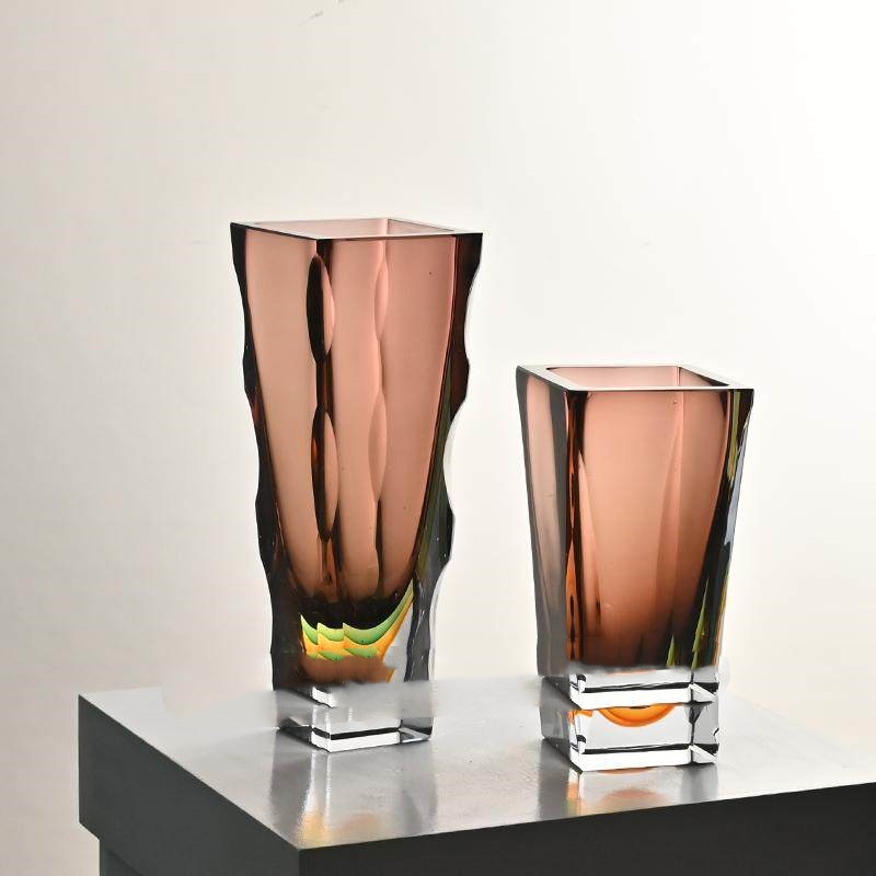 Modern Ultra-minimalist Hand-cut Gradient-colored Glass Vase