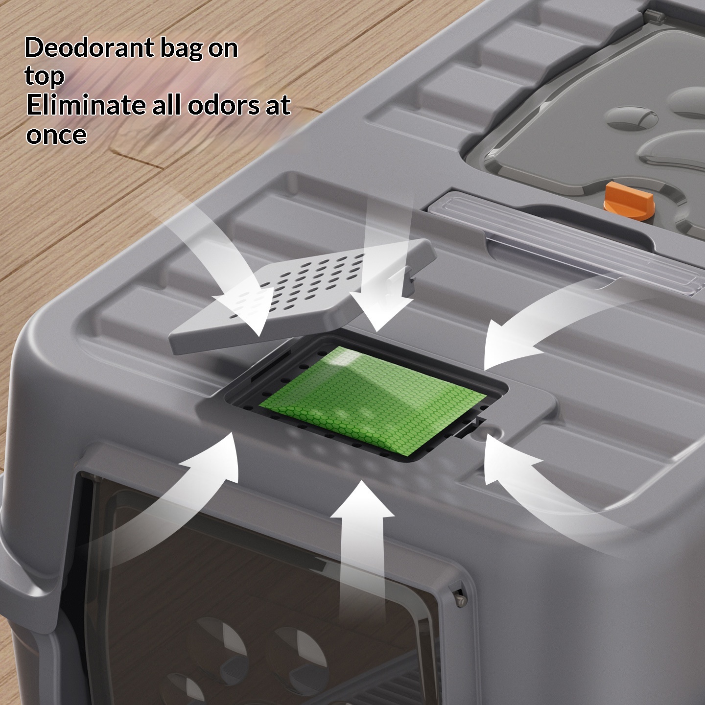 Fully Enclosed Odor Proof Litter Box For Cats