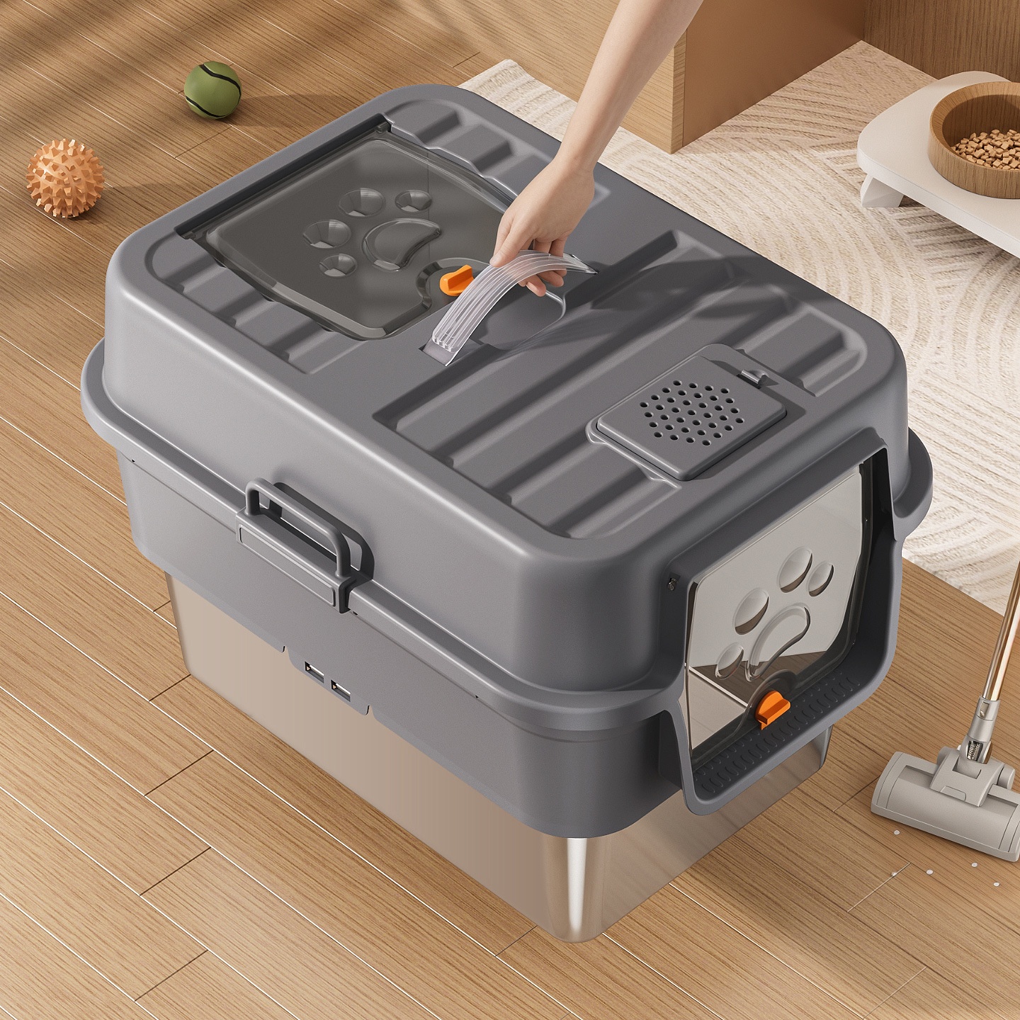 Fully Enclosed Odor Proof Litter Box For Cats