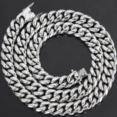 Hip Hop Stainless Steel Necklace Dragon Head Buckle Round Grinding Encryption