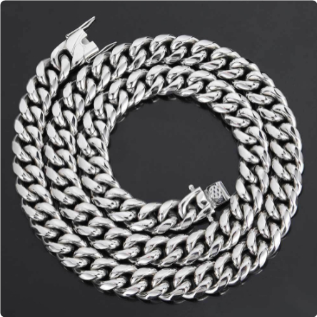 Hip Hop Stainless Steel Necklace Dragon Head Buckle Round Grinding Encryption