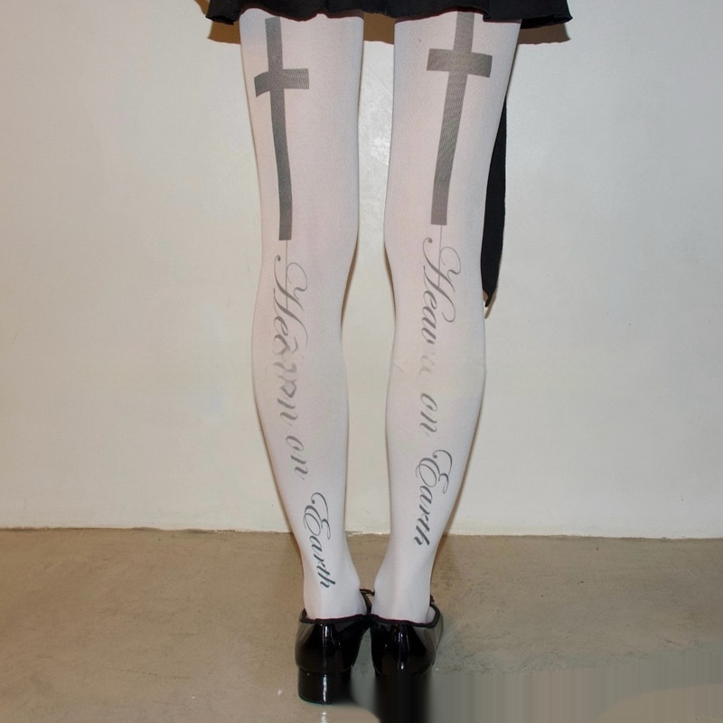 Letter-printed Socks For Women Japanese-style Tights