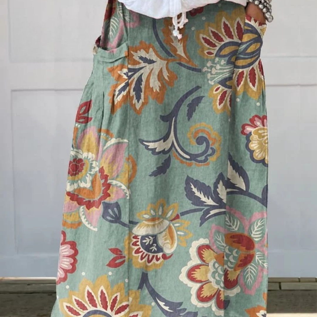 Independent-site Casual Retro Floral Vacation Dress Elegant Commuter Floral Skirt For Spring And Summer