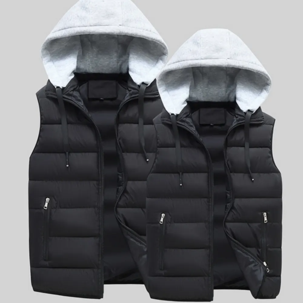 Mens Loose Fit Winter Hooded VestCoat Less Jacket