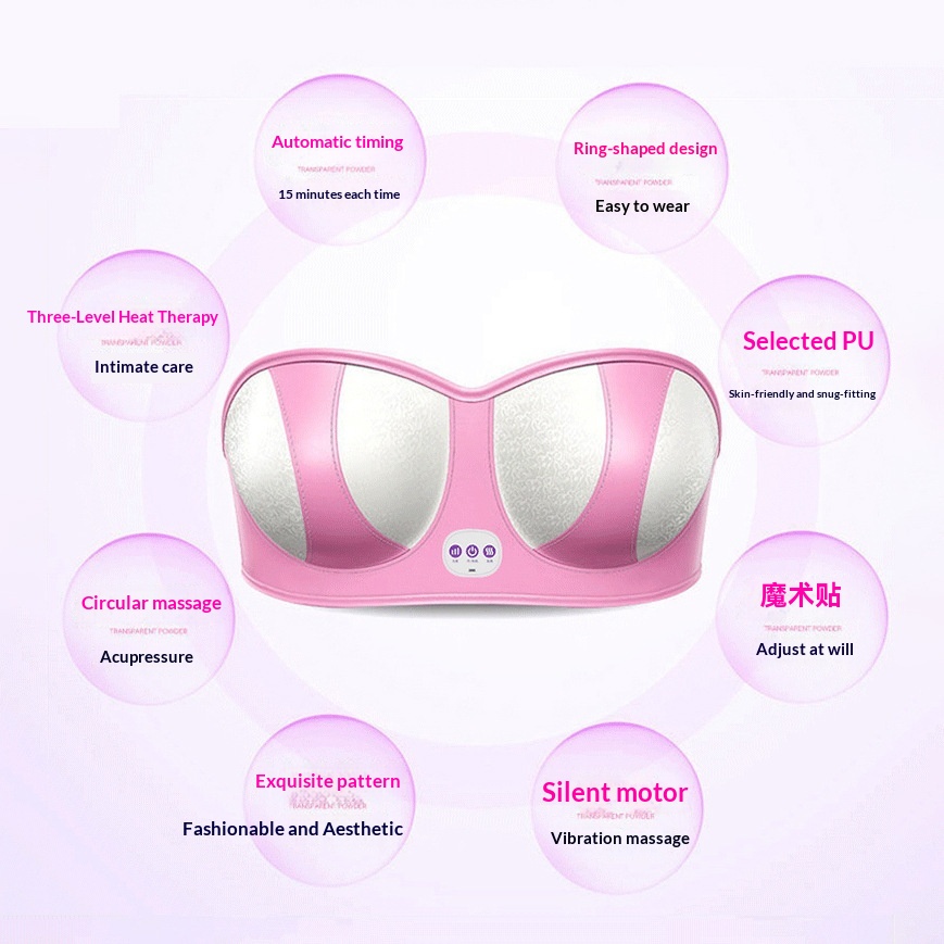 Electric Wireless Charging Vibrating Heating Breast Massager For Breast Care And Unblocking