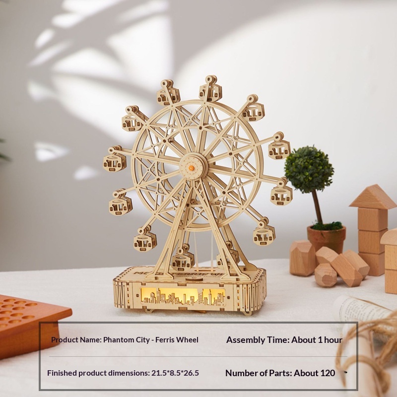 DIY Wooden 3D Puzzle - Irregular Shaped Ferris Wheel Model