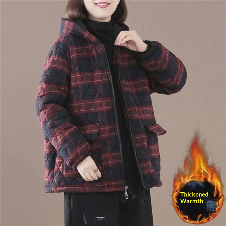 Short Cotton-padded Coat In Plaid For Fall And Winter C509f6e4 8708 4c17 Ba27 69ef30e03ffb Trans