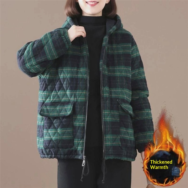 Short Cotton-padded Coat In Plaid For Fall And Winter D3d28ba9 B8f7 4dac 8e26 5137785f603d Trans