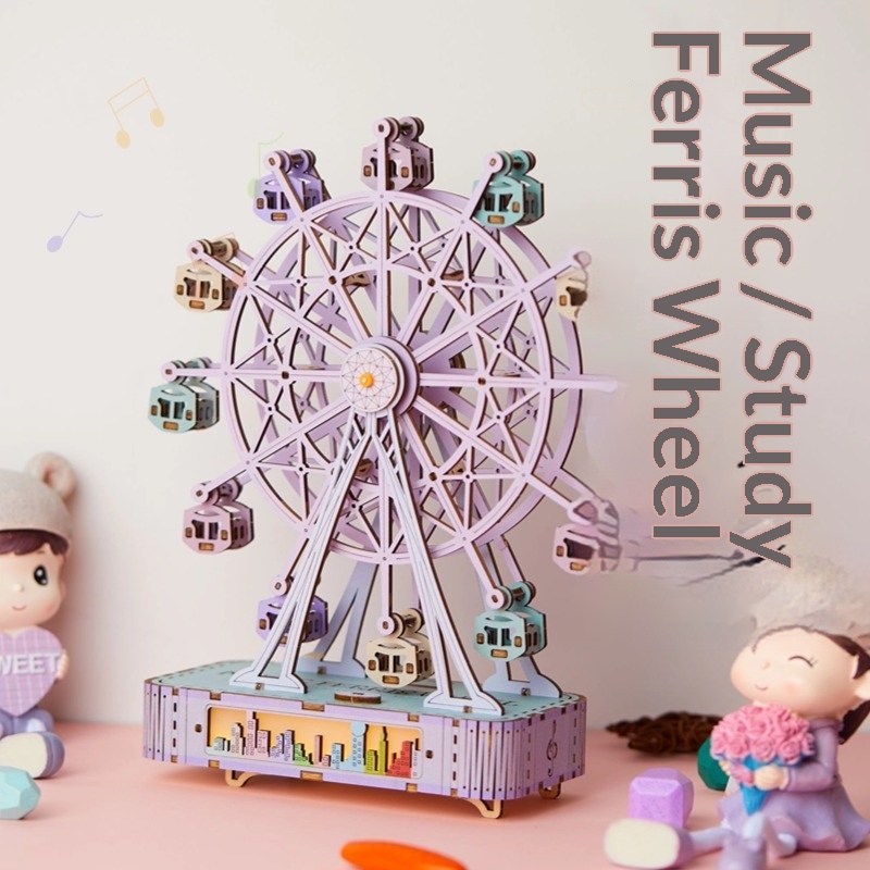 DIY Wooden 3D Puzzle - Irregular Shaped Ferris Wheel Model