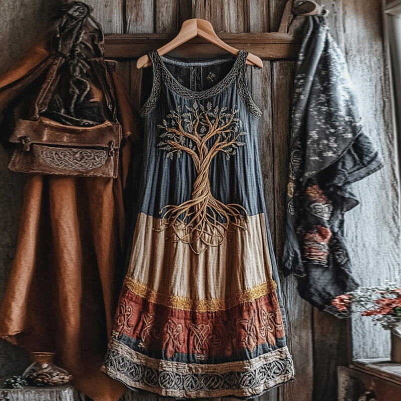 New Womens Sleeveless Crew-neck 3D-printed Dress