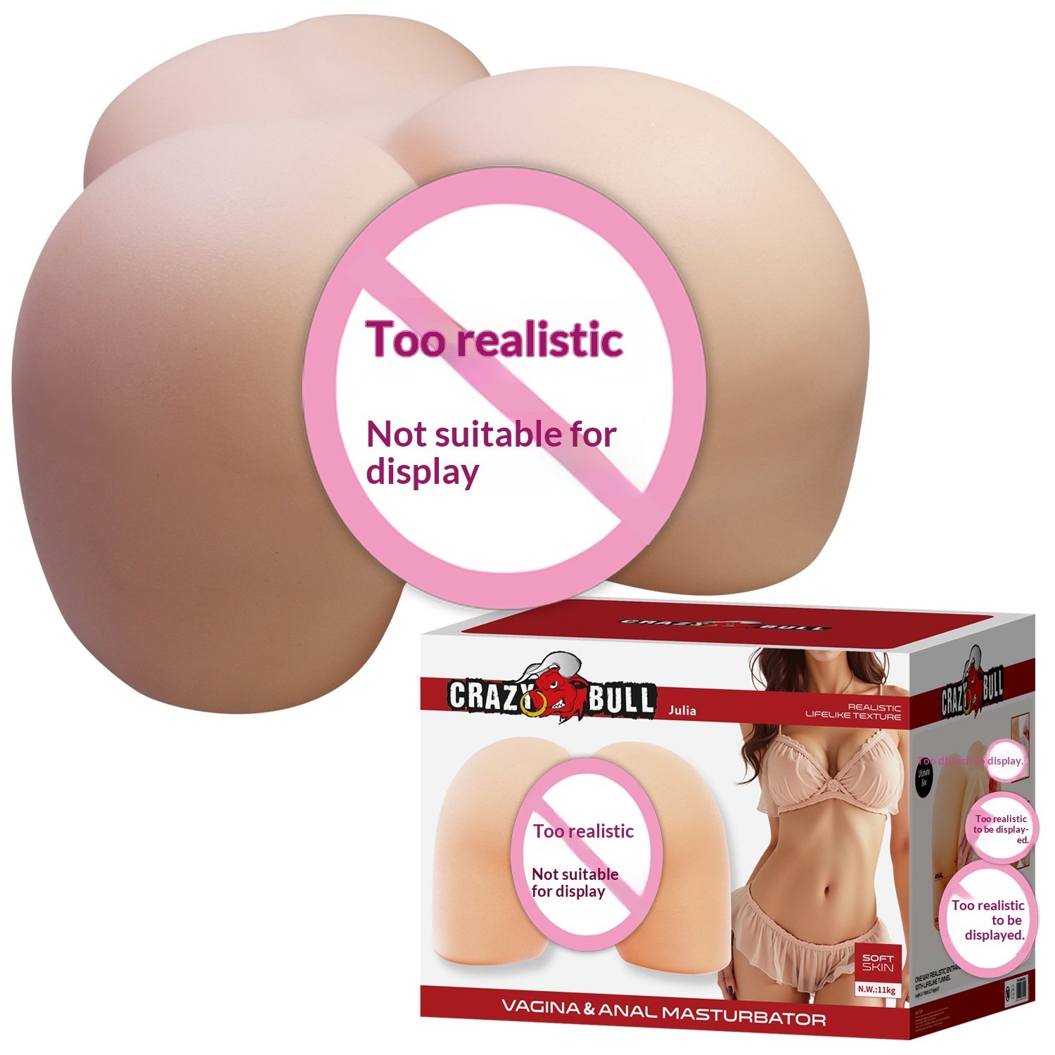 Mens Lifelike Butt And Vagina Dual-channel Masturbator