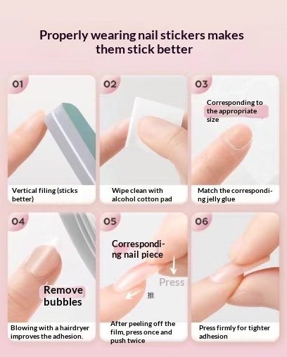 Handmade Adorable Cartoon-style Short Round Nail Stickers For Girlsremovable And Easy To Wear