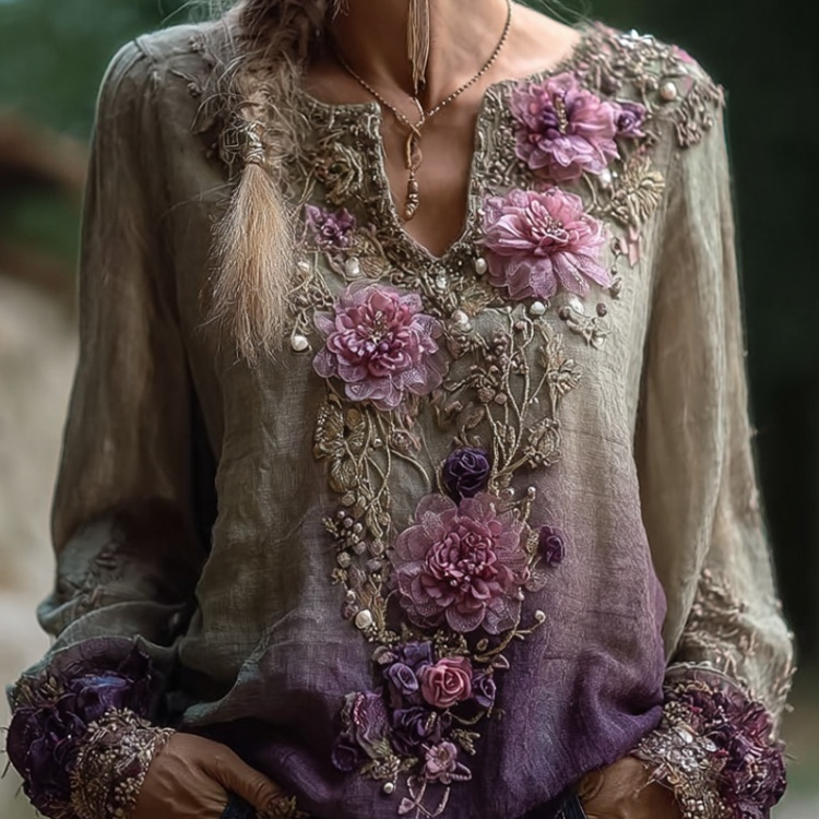 Loose Printed Crew Neck Casual Plus Size Pullover Women's Clothing