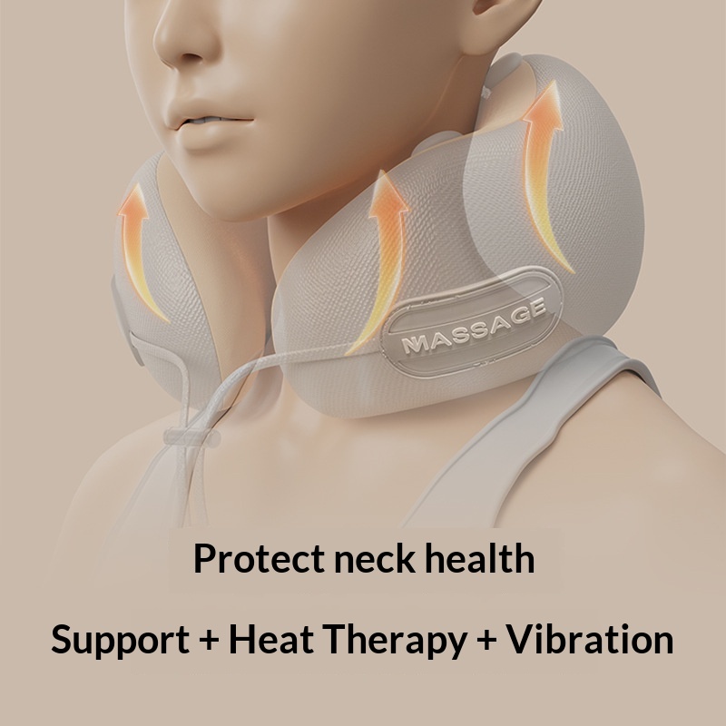 U-shaped Massage Pillow With Heating Function For Neck Care Rechargeable