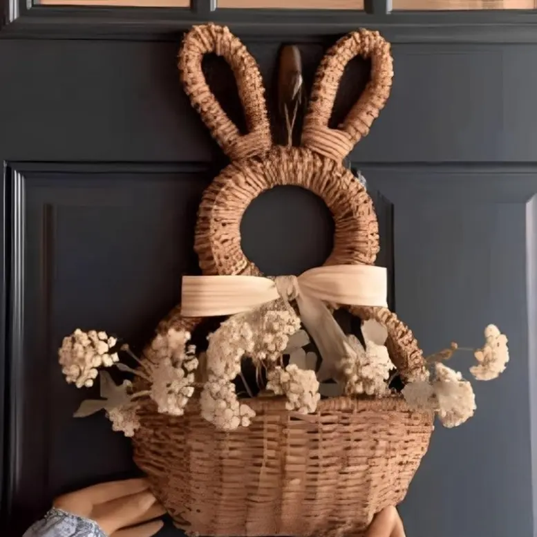 Rattan-style Rabbit-ear Flower Basket