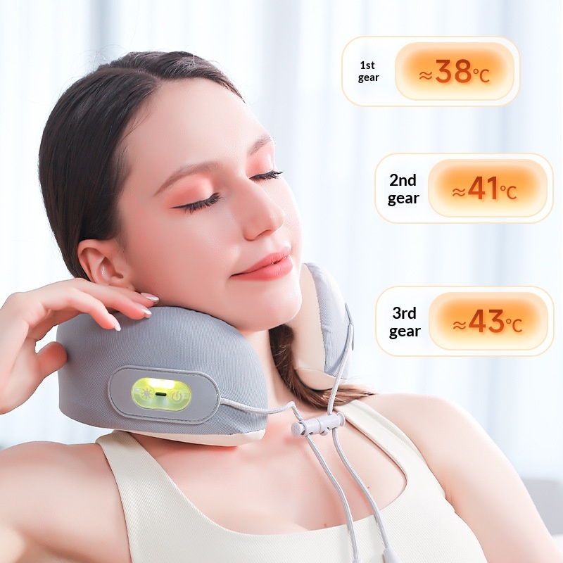 U-shaped Massage Pillow With Heating Function For Neck Care Rechargeable