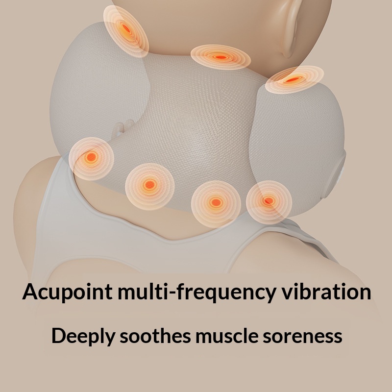 U-shaped Massage Pillow With Heating Function For Neck Care Rechargeable