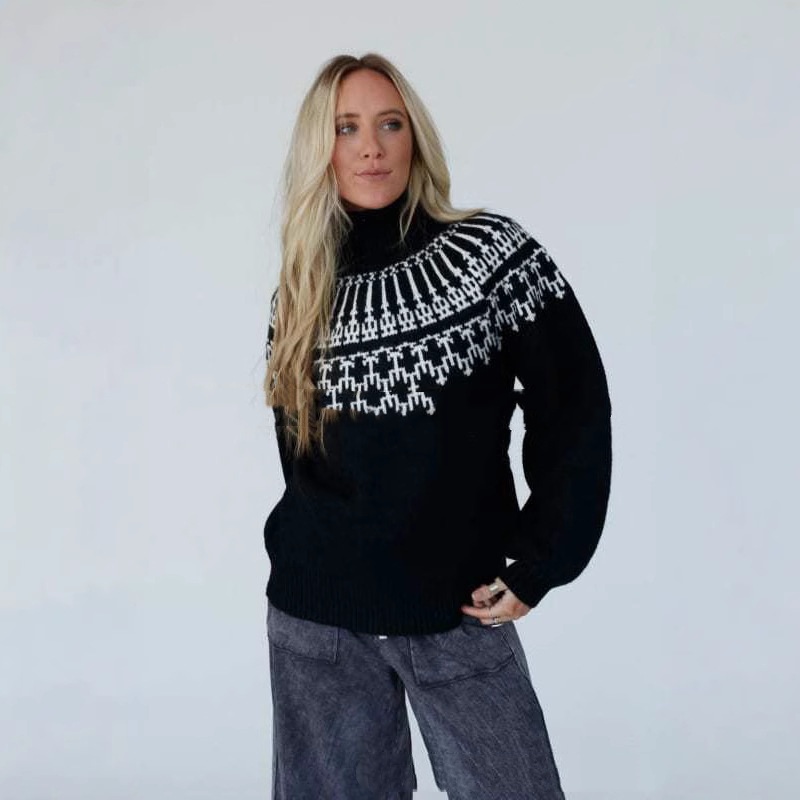 Thicken Christmas Long-Sleeve Knit Sweater Fashionable Womens Pullover