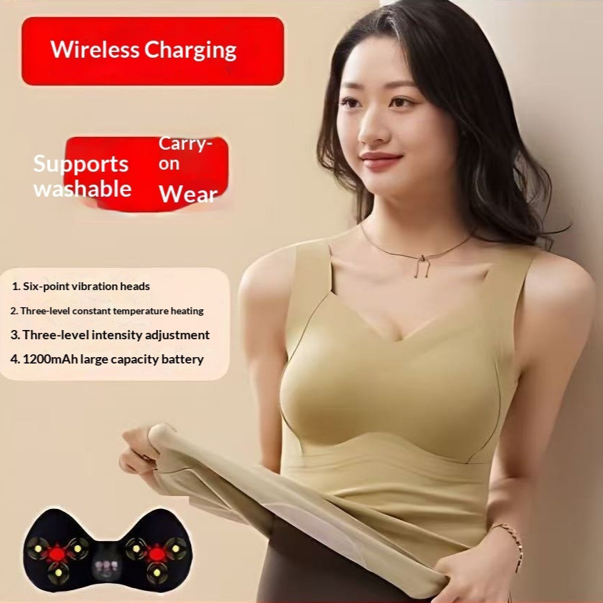 Heating Fiber Thermal Massage Bra & Back Vest With Temperature-sensing Massage Function