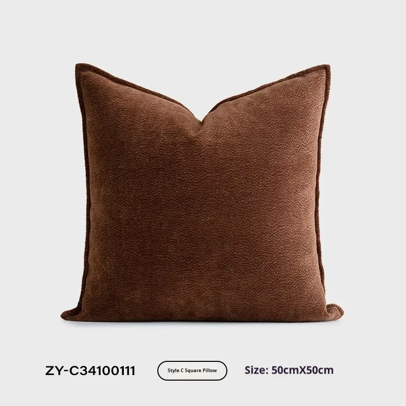Retro Beige-brown Pillowcase With Cotton Linen Tufted Cushion
