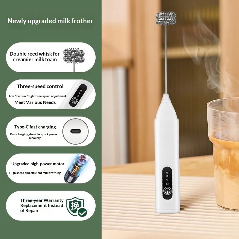 Electric Milk Frother Household Handheld Egg Beater