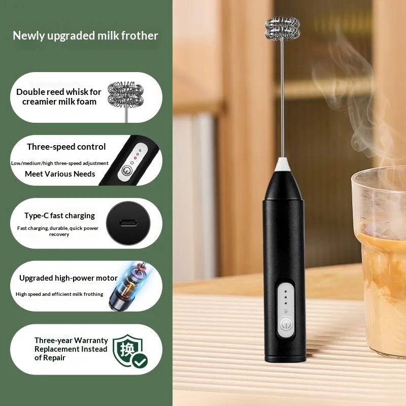 Electric Milk Frother Household Handheld Egg Beater
