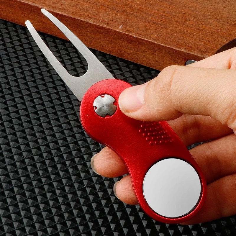Folding Metal Aluminum-handle Spring Golf Ball Fork