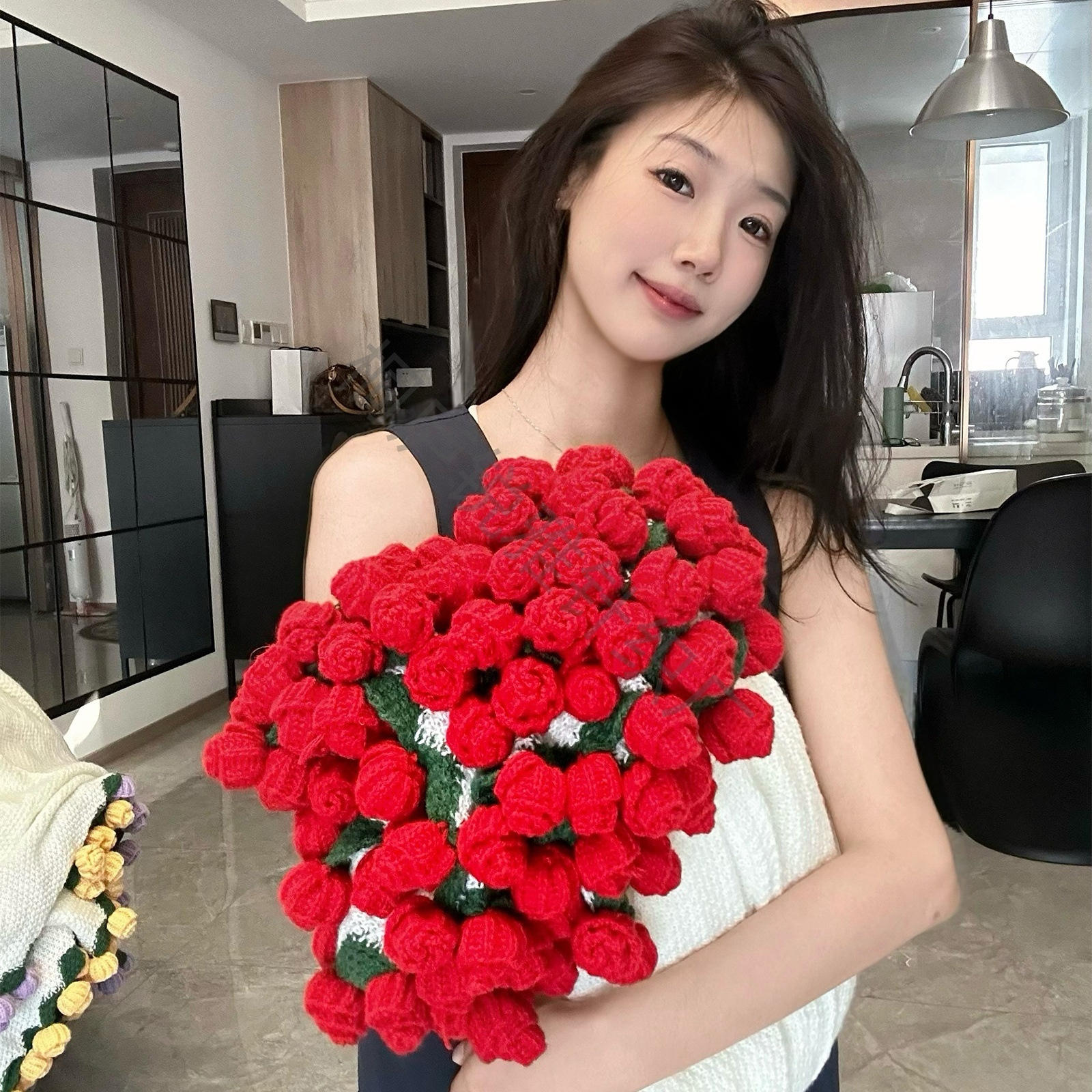 Valentines Day Rose Bouquet Handmade Blanket