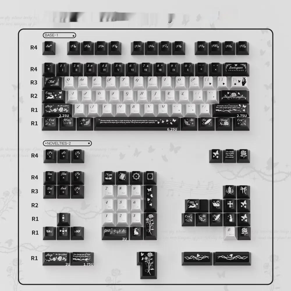Night Butterfly Pearl-Look Metal Mechanical Keyboard Keycaps Customizable