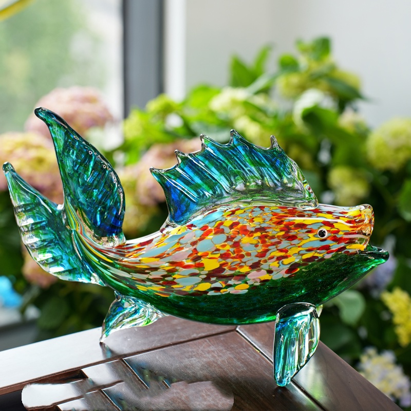 Artistic Koi Fish Glass Ornament With Dotted Fin-Tip Design