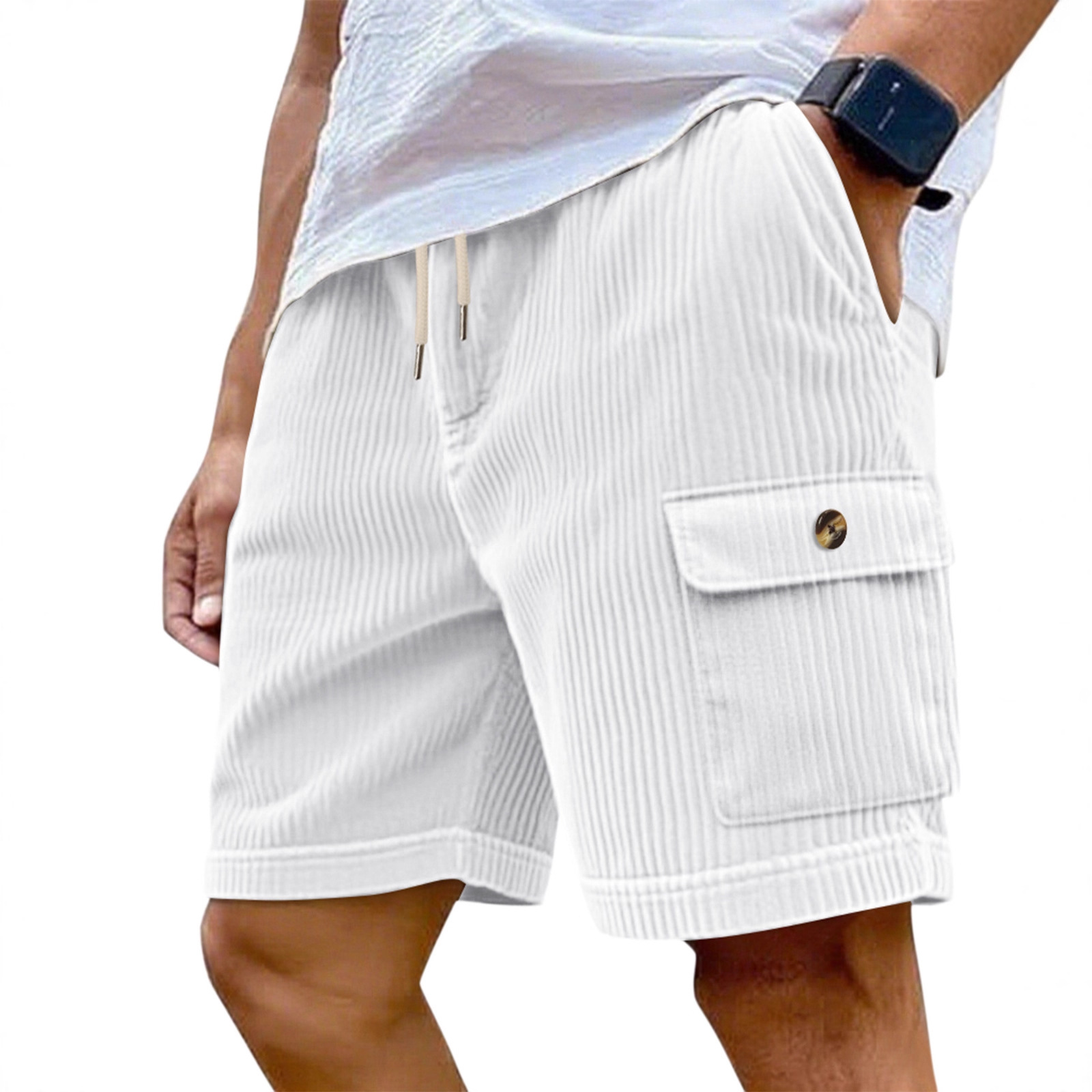Mens Corduroy Multi-Pocket Shorts For Sports
