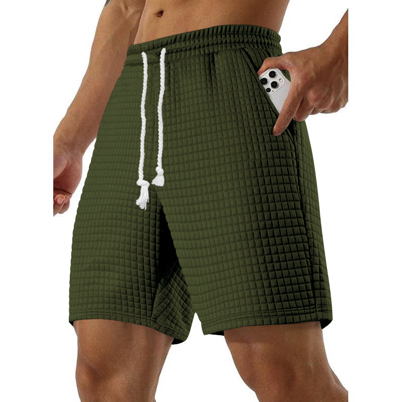 Mens Loose-fit Small-check Sports And Casual Shorts
