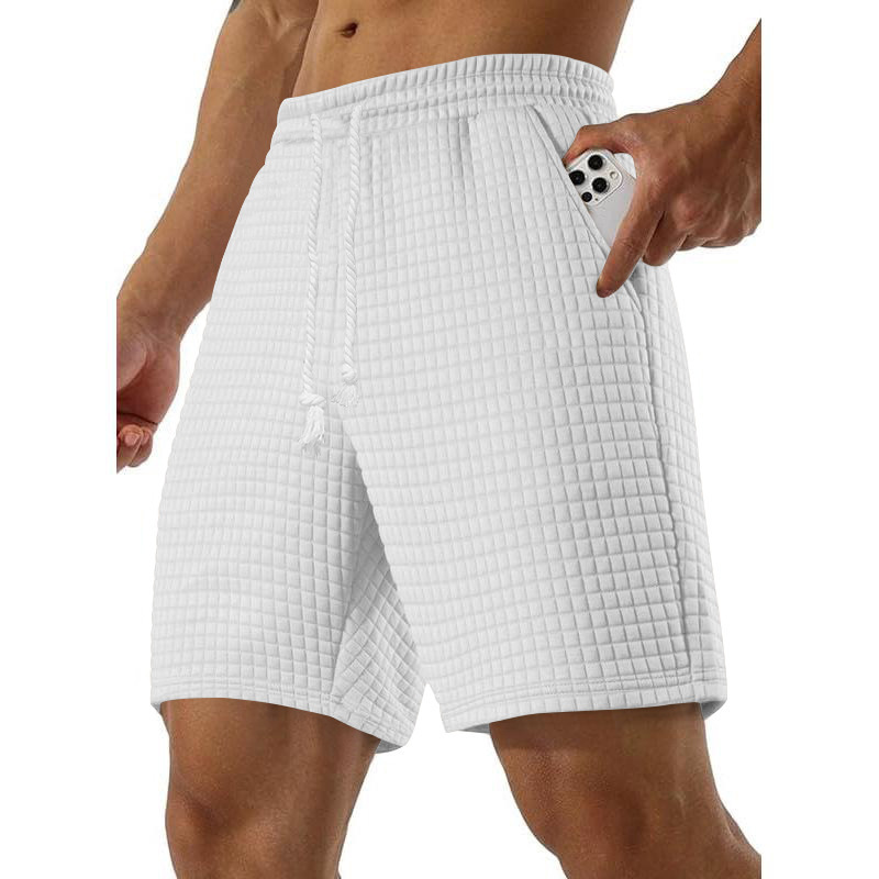 Mens Loose-fit Small-check Sports And Casual Shorts