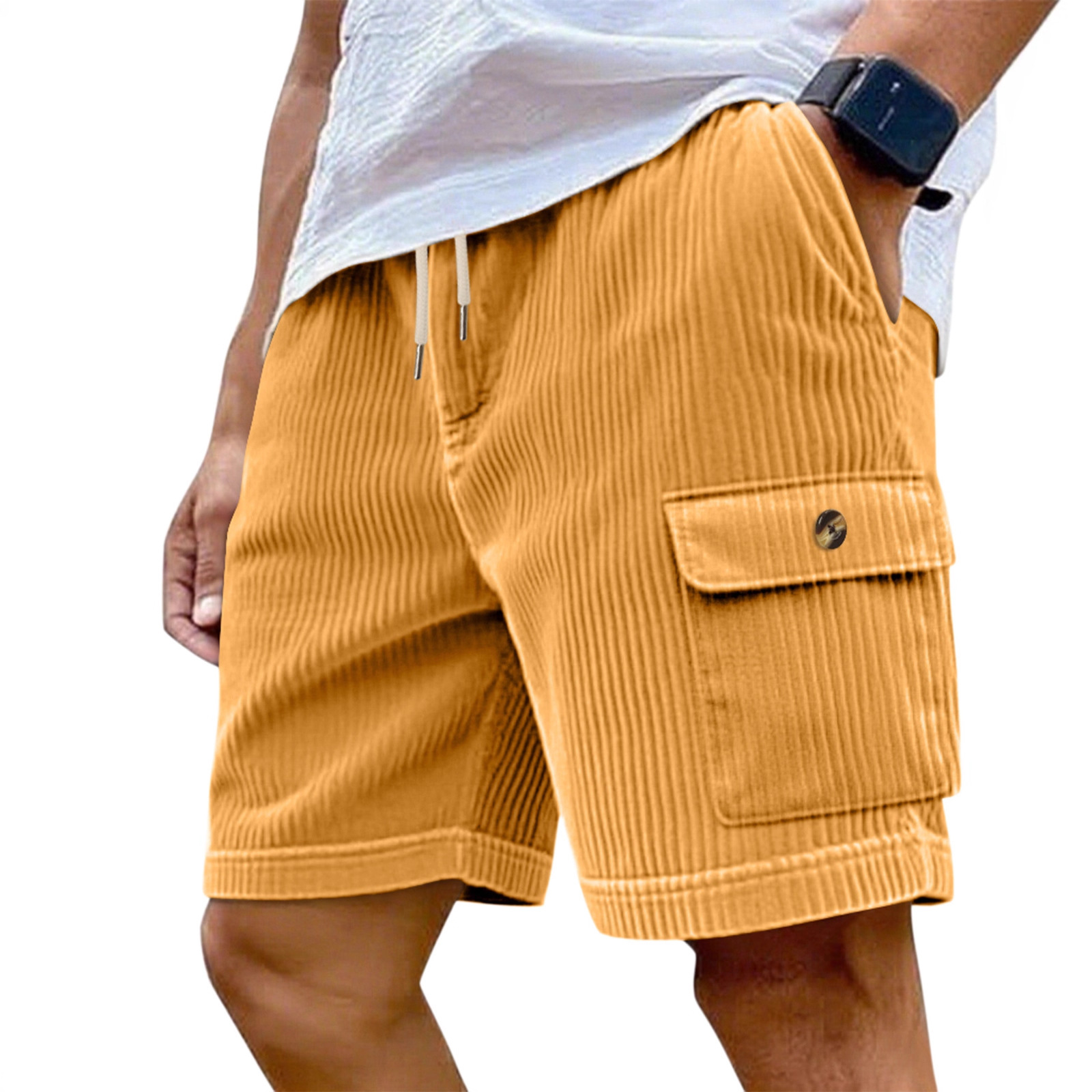 Mens Corduroy Multi-Pocket Shorts For Sports