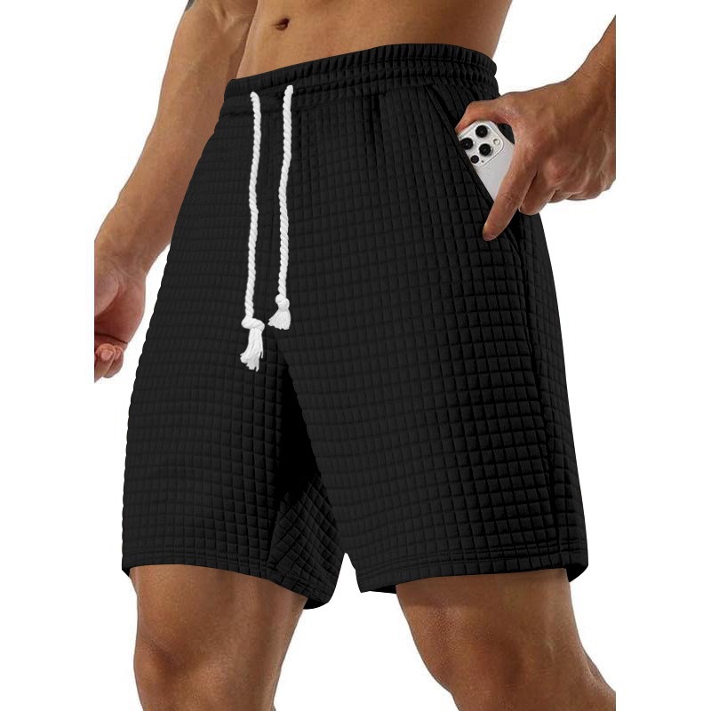 Mens Loose-fit Small-check Sports And Casual Shorts