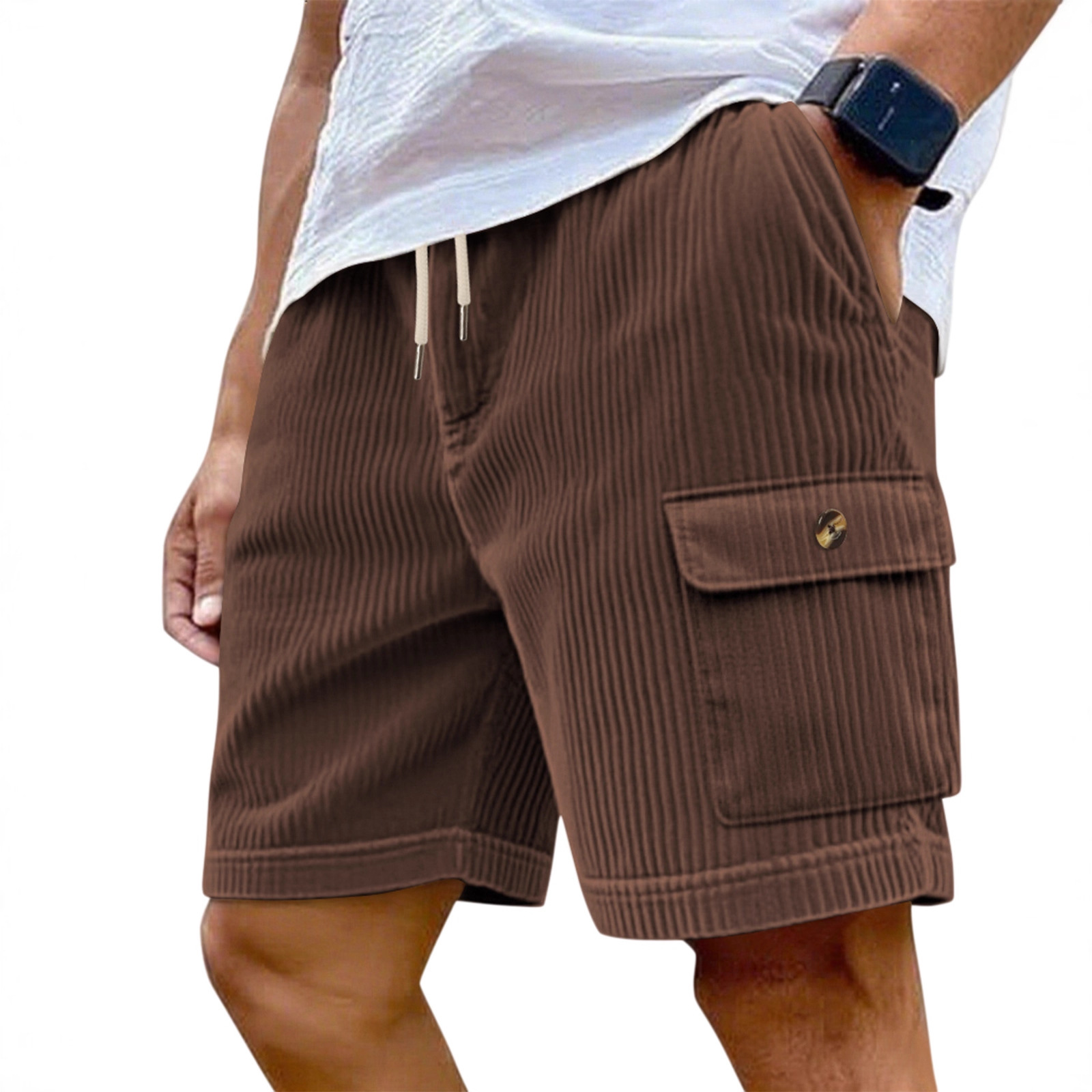 Mens Corduroy Multi-Pocket Shorts For Sports