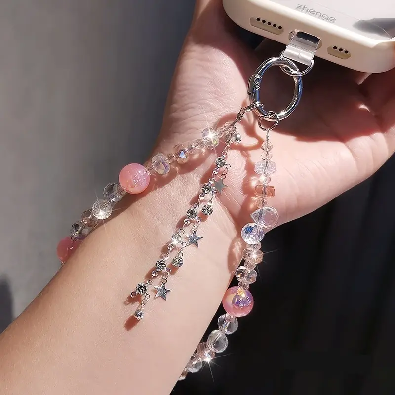 Star-diamond Tassel Crystal Phone Case Charm With Beads